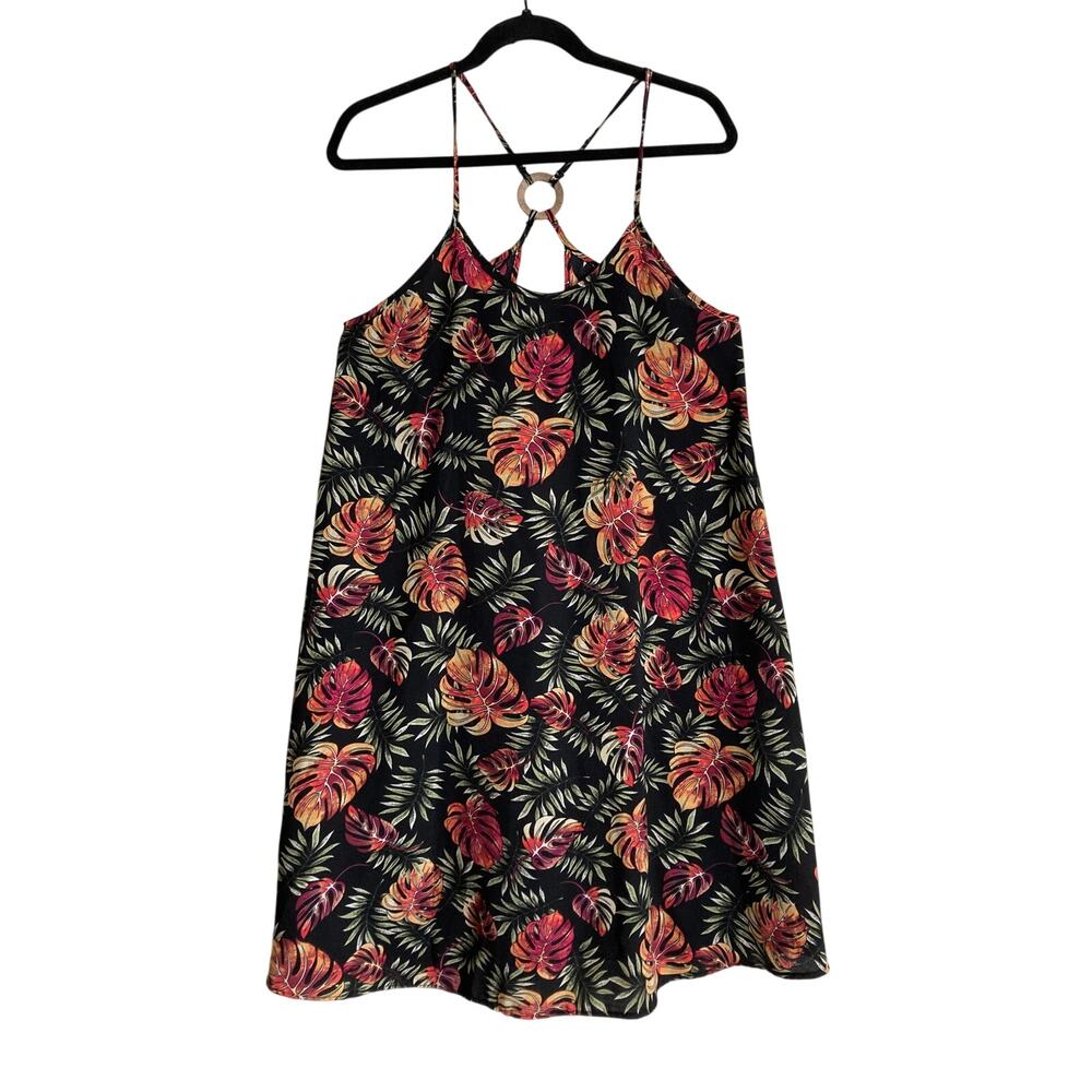 TY Mexican Tropical Leaf Beach Summer Tank Spaghetti Strap Dress Women's Medium